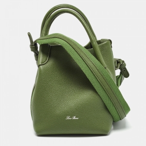 Loro Piana Military Green Leather Micro Bale Bag 