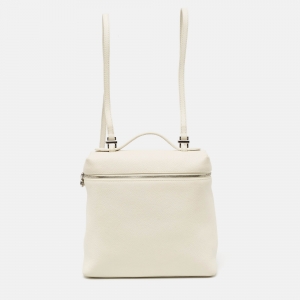 Loro Piana White Leather Extra Pocket L23 Backpack