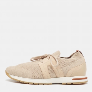 Loro Piana Beige Fabric and Leather 360 Flexy Walker Sneakers Size 37.5