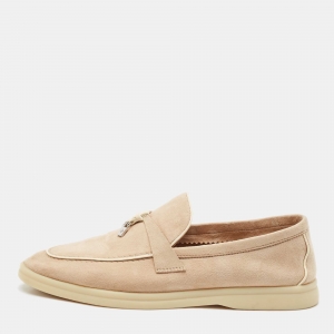Pre Owned Loro Piana Beige Suede Summer Charms Walk Slip On Loafers Size 40