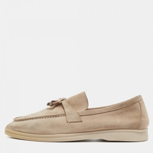 Pre Owned Loro Piana Beige Suede Summer Charms Walk Loafers Size 40