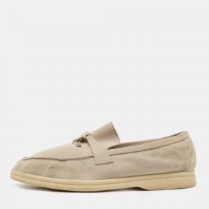 Pre Owned Loro Piana Beige Suede Summer Charms Walk Loafers Size 40