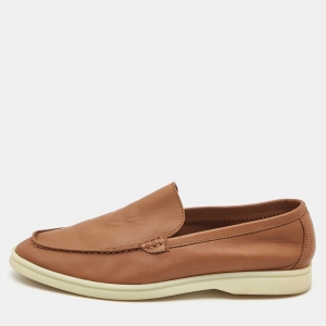 Pre Owned Loro Piana Brown Leather Summer Walk Loafers Size 38