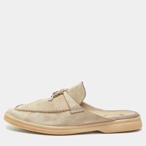 Loro Piana Beige Suede Babouche Charms Walk Mules Size 37.5