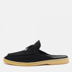Pre Owned Loro Piana Black Suede Charms Walk Mules Size 37