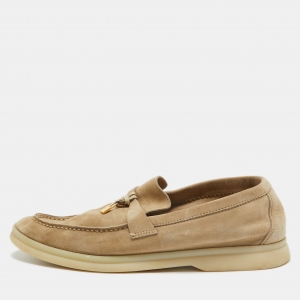Loro Piana Beige Suede Summer Charms Walk  Loafers Size 38