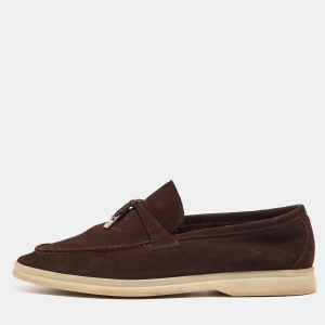 Pre Owned Loro Piana Brown Suede Summer Charms Walk Loafers Size 40.5