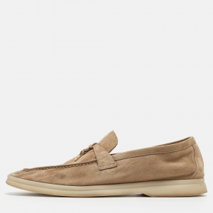 Pre Owned Loro Piana Beige Suede Summer Charms Walk Loafers Size 41