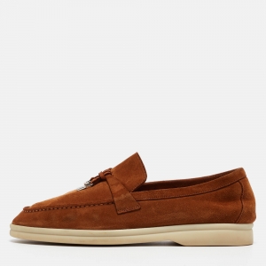 Pre Owned Loro Piana Brown Suede Summer Charms Walk Loafers Size 37