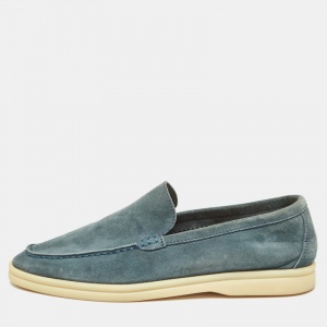 Pre Owned Loro Piana Blue Suede Summer Walk Loafers Size 37