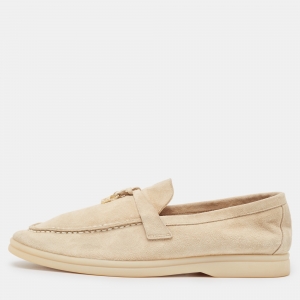 Pre Owned Loro Piana Beige Suede Summer Charms Walk Loafers Size 39