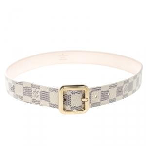 Pre Owned Louis Vuitton Damier Azur Canvas Tresor Belt Size 80 cm