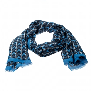 مملوكة مسبقًا Louis Vuitton Blue V Obsession Pattern Cotton and Linen Stole