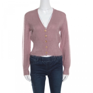 Louis Vuitton Dusty Pink Mohair Rib Knit Tapered Waist Sweater XS