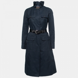 Louis Vuitton Navy Blue Cotton Single-Breasted Trench Coat M
