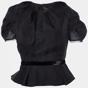 Louis Vuitton Black Wool Blend Pleater Detail Top M