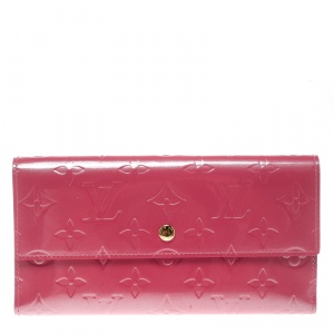 Louis Vuitton Framboise Monogram Vernis Portefeuille International Trifold Wallet 