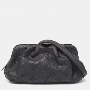 Pre Owned Louis Vuitton Black Monogram Mahina Leather Scala Mini Pouch Bag