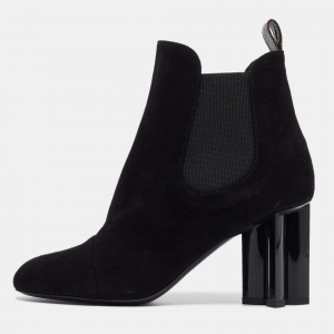 Louis Vuitton Black Suede Uniform Ankle Boots Size 36