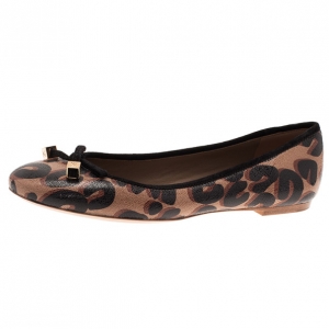 مملوكة مسبقًا Louis Vuitton Brown Stephen Sprouse Leopard Ballet Flats Size 37.5