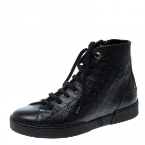 Louis Vuitton Black Empreinte Leather Stellar High Top Sneakers Size 37.5