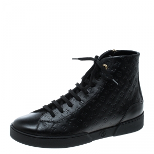 Louis Vuitton Black Monogram Empreinte Leather Punchy High Top Sneakers Size 38