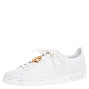Louis Vuitton White Leather Logo Low Top Sneakers Size 40
