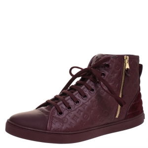 Louis Vuitton Burgundy Monogram Empreinte Leather Punchy High Top Sneakers Size 40.5
