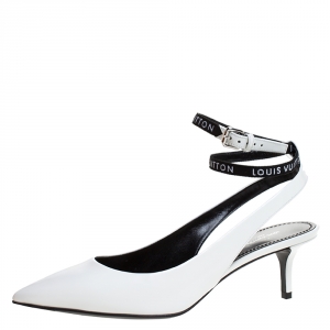 Louis Vuitton White Leather Call Back Ankle Strap Pointed Toe Sandals Size 38