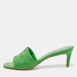 Louis Vuitton Green Leather Revival Slides Size 40 