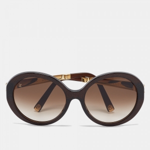 Pre Owned Louis Vuitton Brown/Gold Gradient Petit Soupcon Round Sunglasses