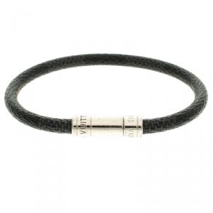 Pre Owned Louis Vuitton Keep It Damier Graphite Canvas Silver Tone Bracelet