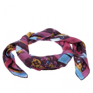 مملوكة مسبقًا Louis Vuitton Multicolor Printed Silk Fleurs Square Scarf