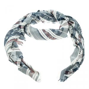 مملوكة مسبقًا وشاح لوي فيتون دنيم مخطط ميتريس مونوغرامي أزرق