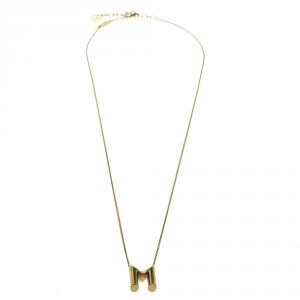 Louis Vuitton LV & Me Letter M Gold Tone Necklace 