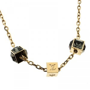 مملوكة مسبقًا Louis Vuitton Gamble Crystal Gold Tone Necklace
