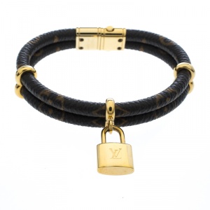 Pre Owned Louis Vuitton Keep It Twice Monogram Canvas Padlock Charm Bracelet 15cm