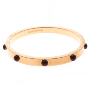 Pre Owned Louis Vuitton Gimme A Clue Red Enamel Gold Tone Bangle Bracelet