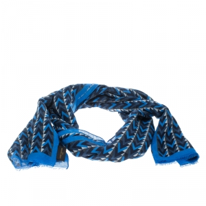 مملوكة مسبقًا Louis Vuitton Blue V Obsession Pattern Cotton and Linen Stole