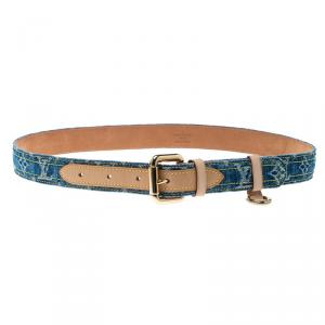 مملوكة مسبقًا حزام لوي فيتون دنيم أزرق مونوغرامي 100سم