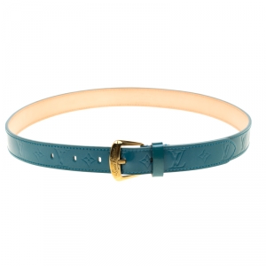 مملوكة مسبقًا Louis Vuitton Turquoise Vernis Belt 80cm