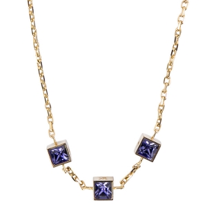 مملوكة مسبقًا Louis Vuitton Gamble Crystal Gold Tone Station Necklace