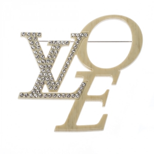 مملوكة مسبقًا Louis Vuitton Cream Resin Crystal Embedded That's Love Brooch