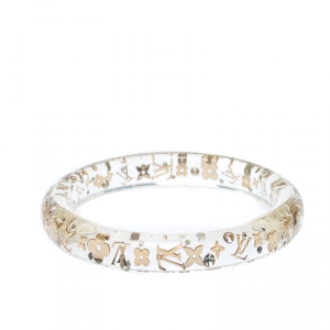 Pre Owned Louis Vuitton Clear Resin Monogram Inclusion Bangle Bracelet