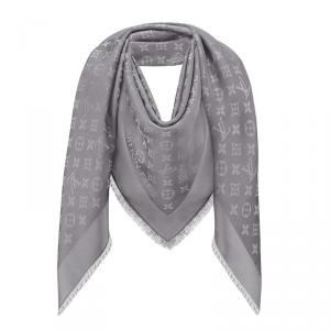 Pre Owned Louis Vuitton Charcoal Grey Monogram Shine Shawl