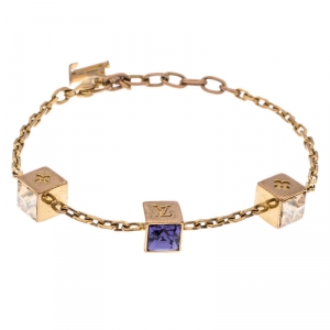 Louis Vuitton Gamble Crystal Gold Tone Bracelet 