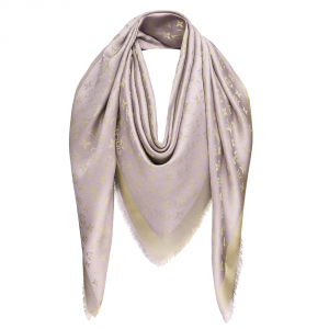 Pre Owned Louis Vuitton Greige Monogram Shine Shawl