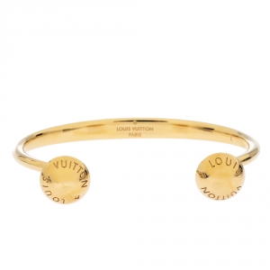 Pre Owned Louis Vuitton Studdy Gold Tone Open Bracelet