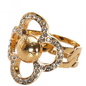 مملوكة مسبقًا Louis Vuitton Crystal Flower Power Brass Ring Size M