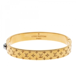 Pre Owned Louis Vuitton Engraved Monogram Pattern Nanogram Cuff Bracelet M